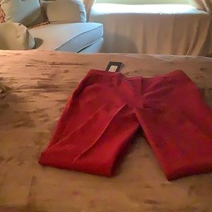 Red Melange Pleated wool blend pants